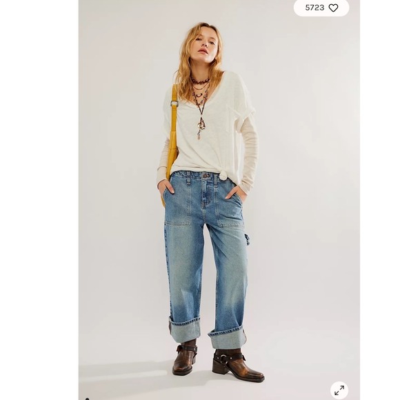 We The Free Denim - We The Free Free People Major League Wide Leg Jeans Size 29 Boho slouchy baggy